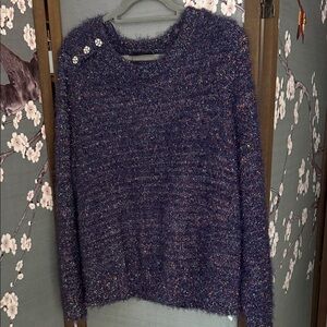 Lane Bryant Purple Textured Metallic Sweater